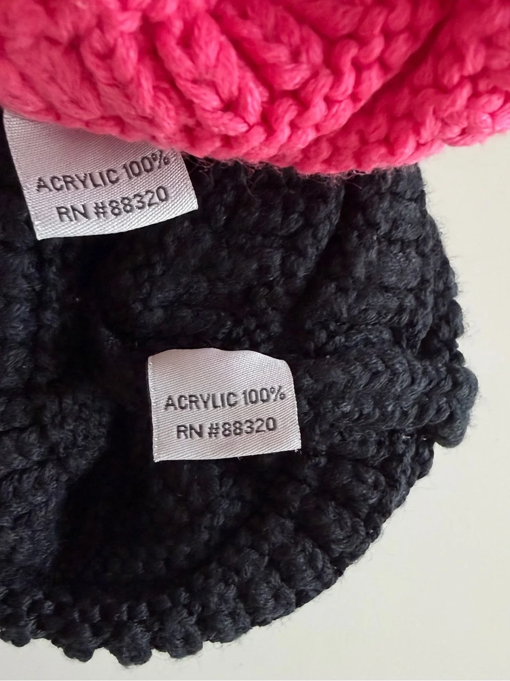 C.C Baby/Toddler Pom Beanies in Black and Hot Pink